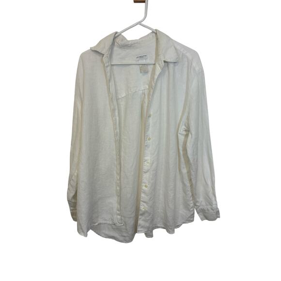 Liz Claiborne Tops - Liz Sport 100% Linen Relaxed Buttoned 3/4 Sleeve Shirt SZ L Casual Coastal Top